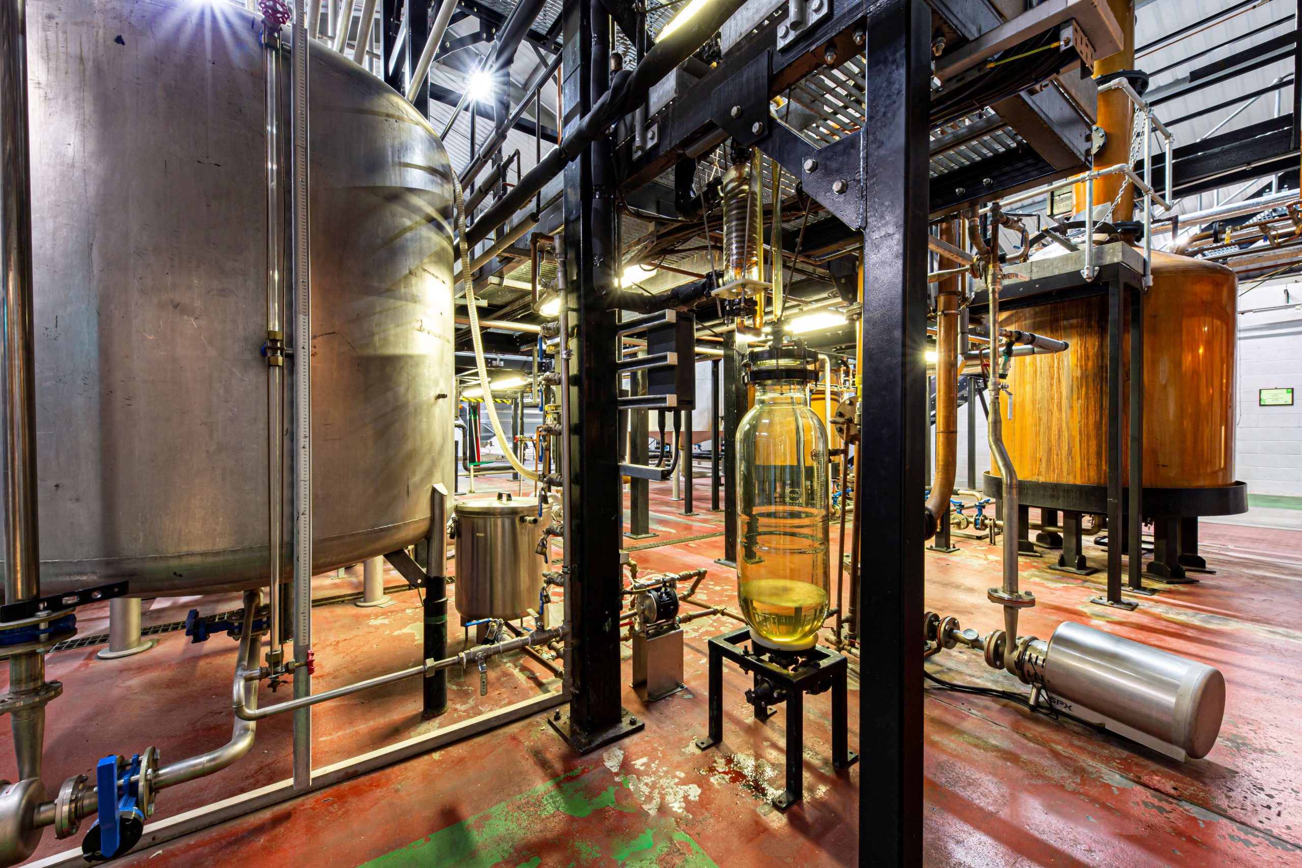 an other angle looking at the faraday stills used to make Penderynm whiskey