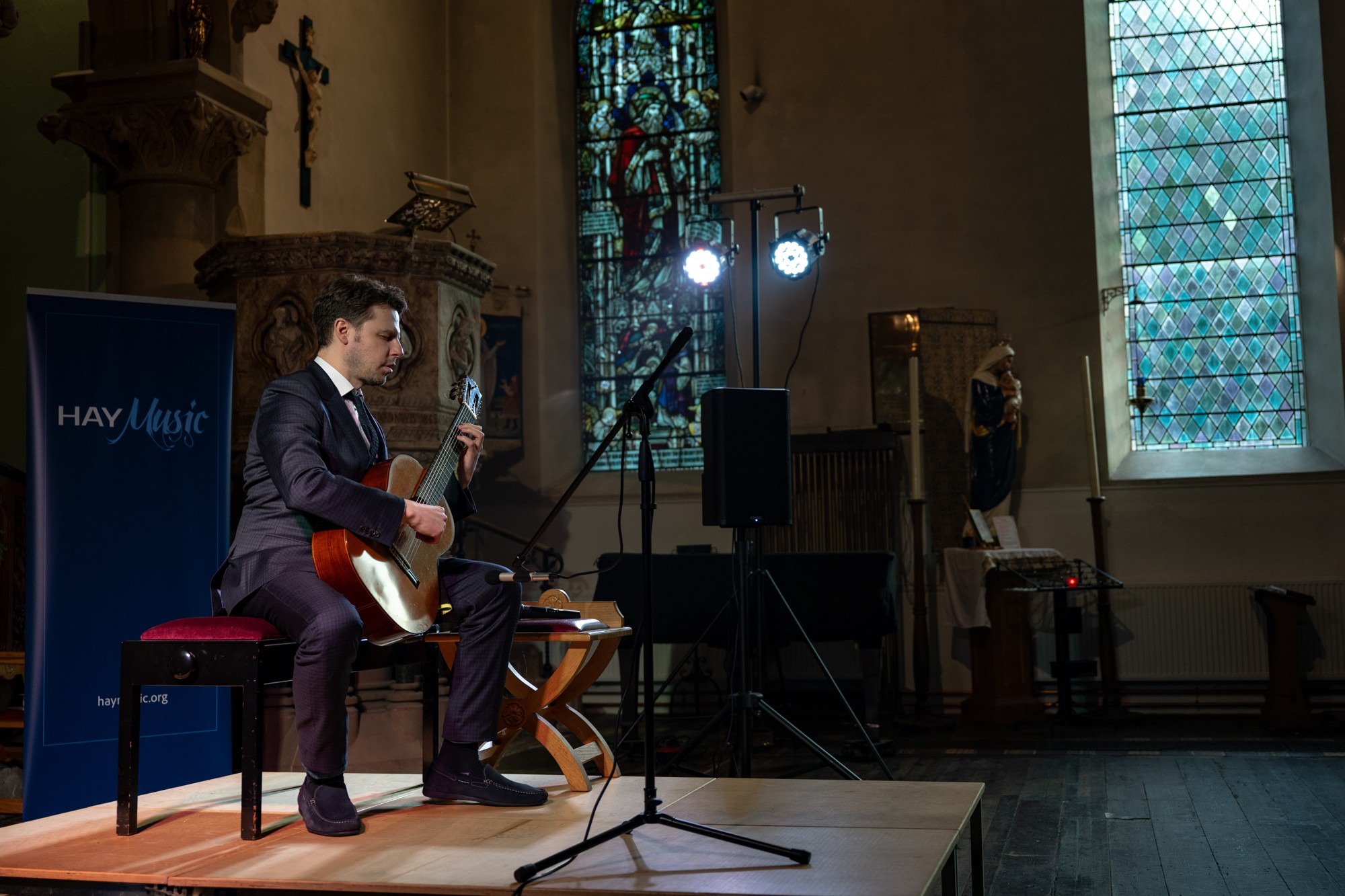 Guitarist Michael Poll performing in St Mary’s Church at a previous Hay Festival Winter Weekend