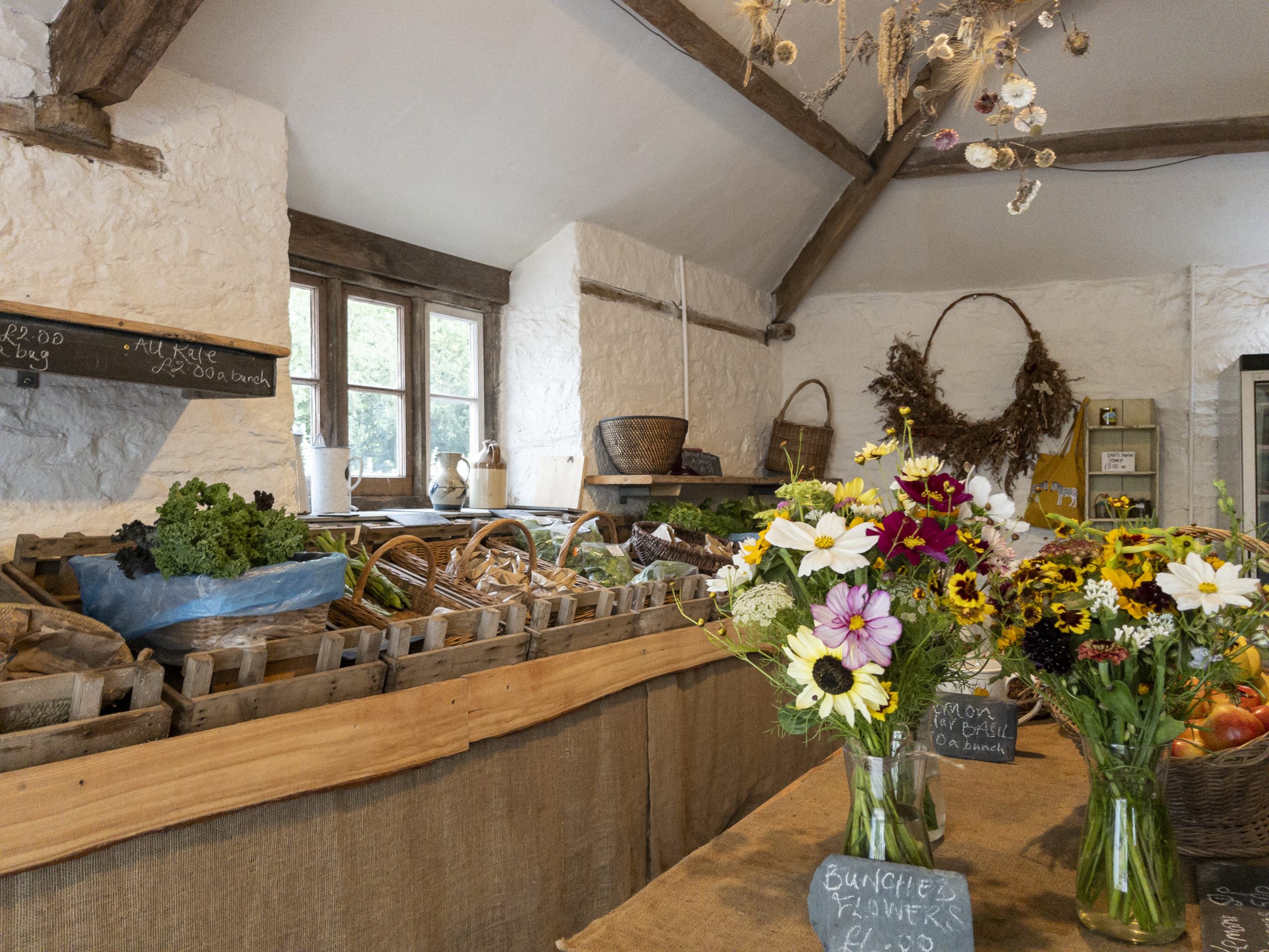 a picture of te farm shop available when produce allows to guests and visitors