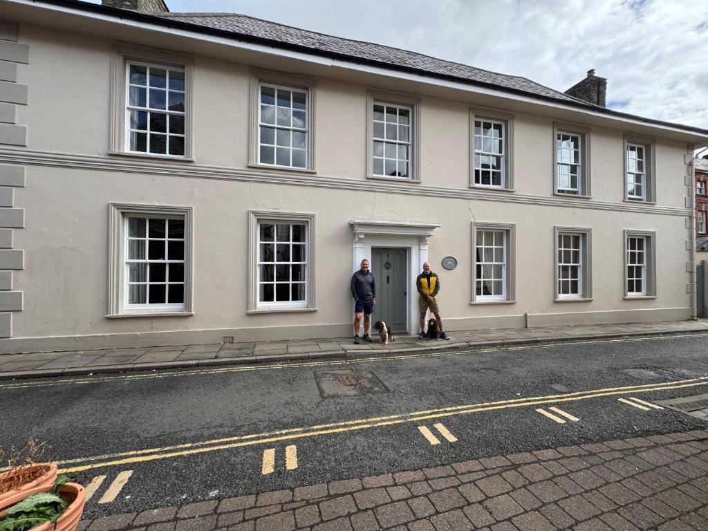 Georgian stone façade of Cantre Selyf in the centre of Brecon, Bannau Brycheiniog (Brecon Beacons) National Park.