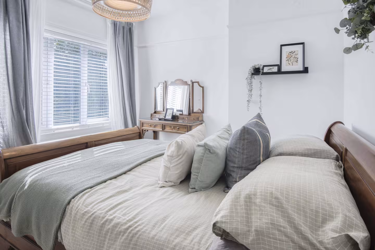 Double bedroom at Taf Fechan Cottage overlooking woodland near Pontsticill Reservoir