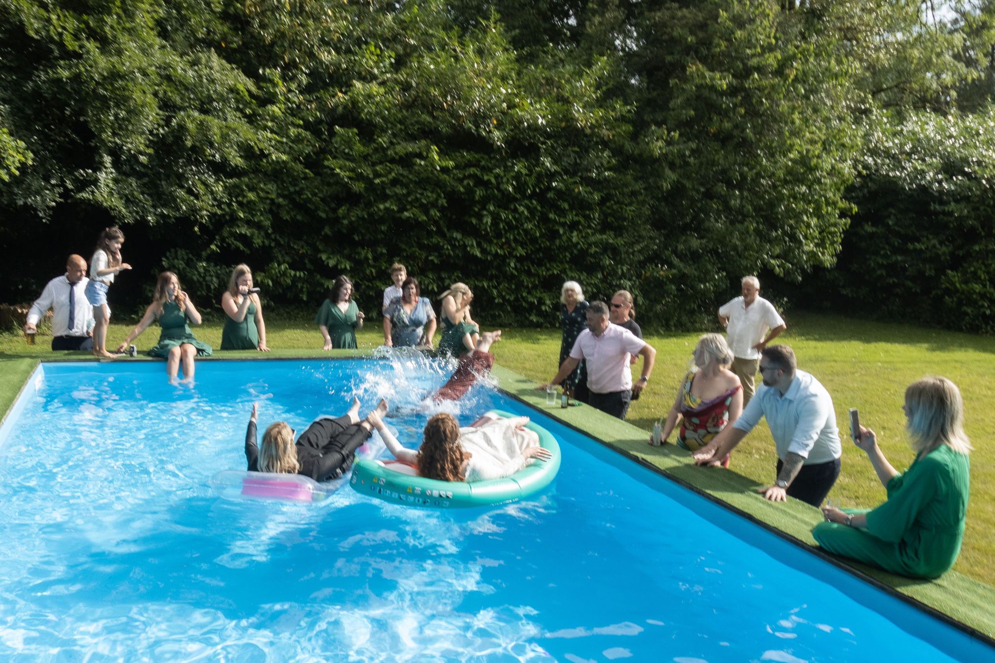 pool area being used at a wedding
