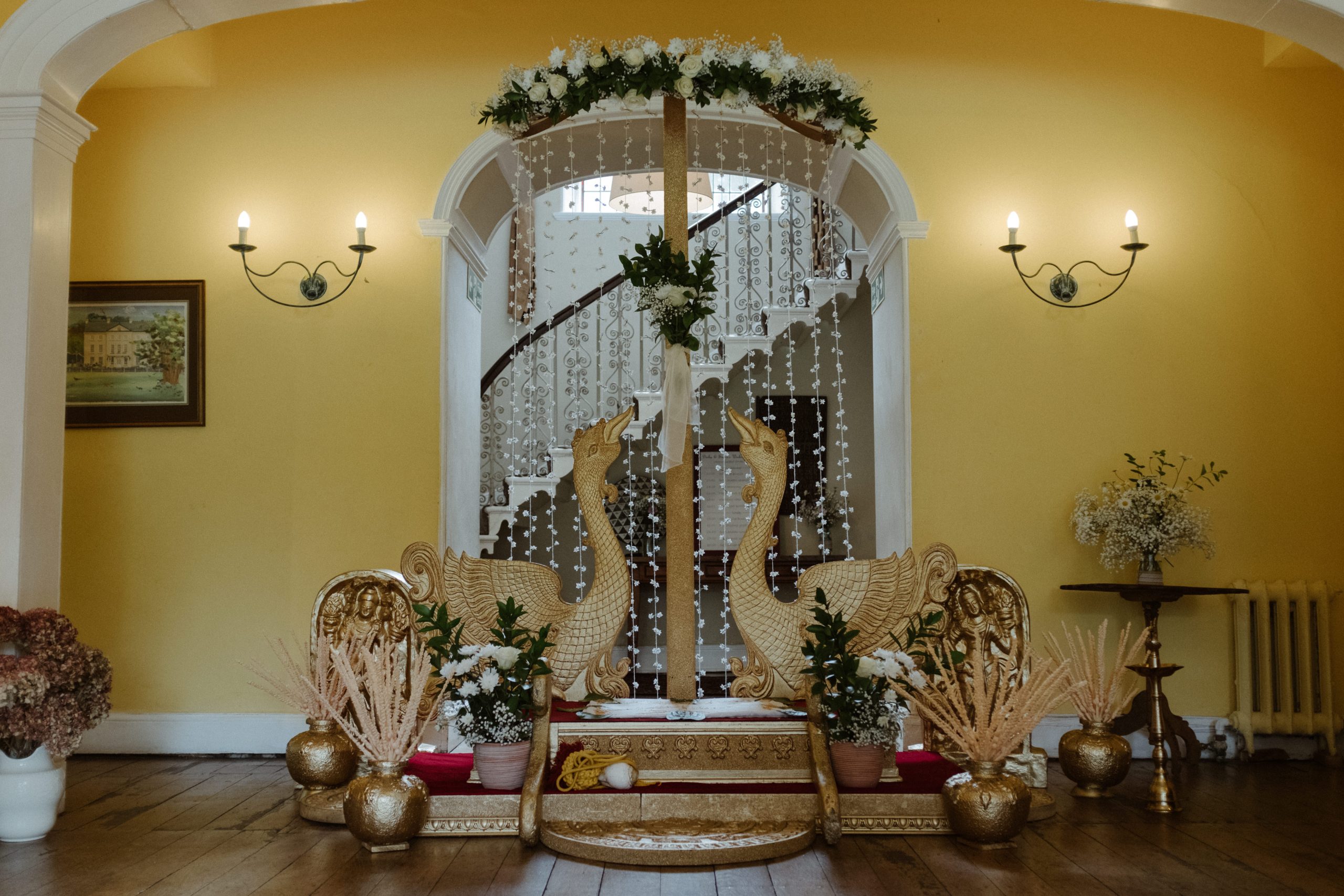 wedding space decorated for wedding at the mansion