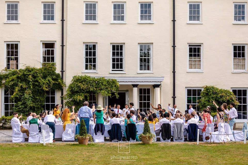 outdoors wedding at the mansion in the garden