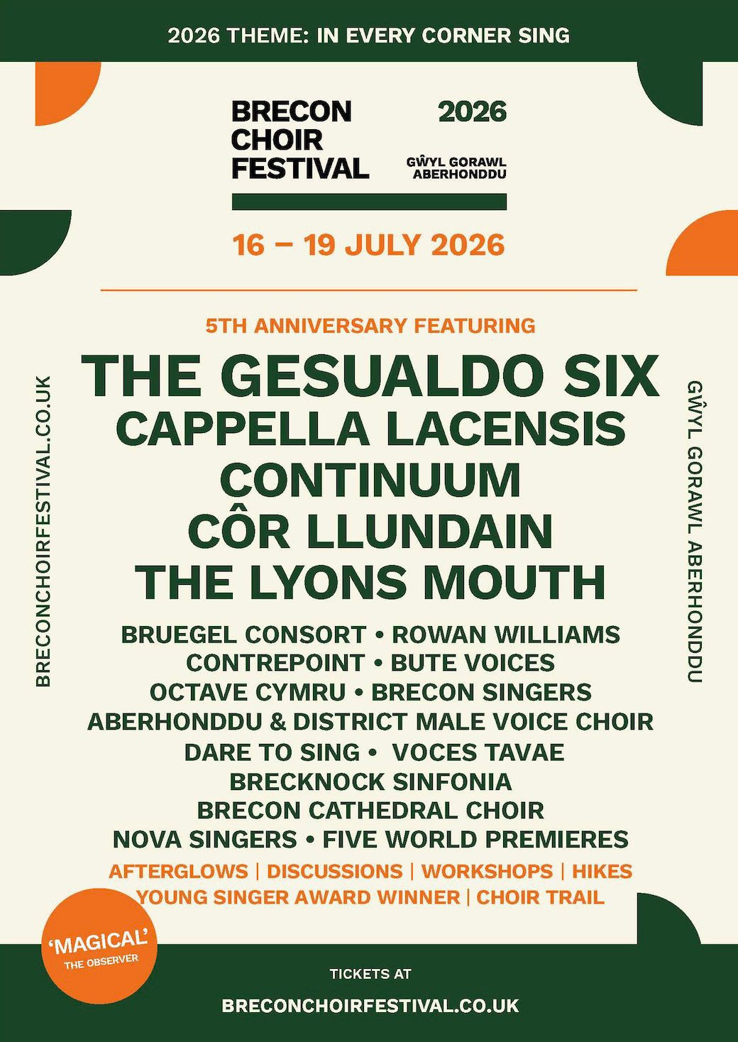 Brecon Choir Festival 2026 Poster detailing events and choirs