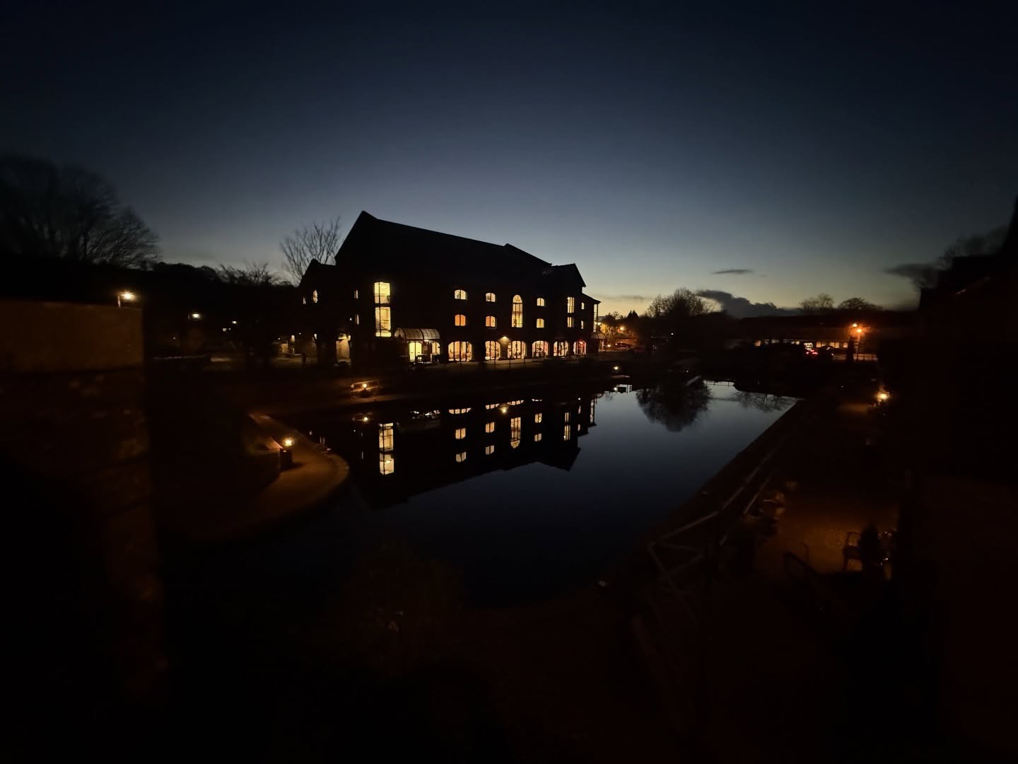 Theatr Brycheiniog at night time