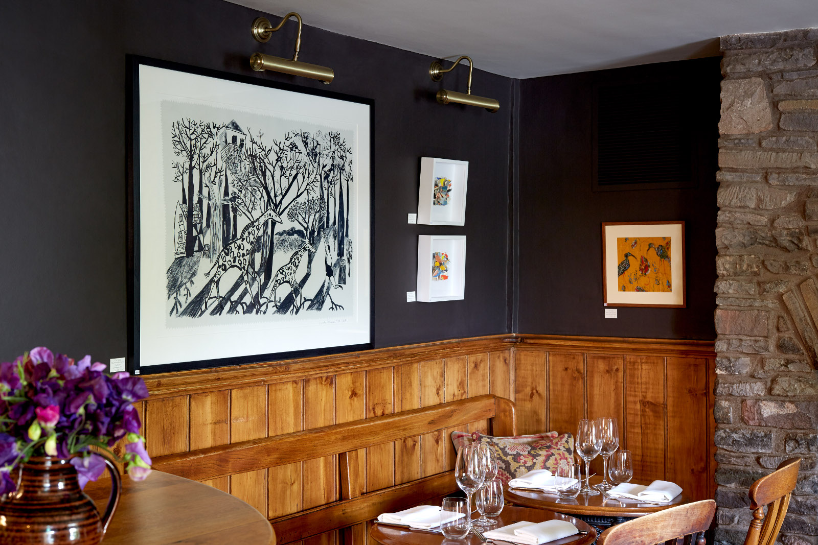 Interior dining space at The Walnut Tree in Monmouthshire