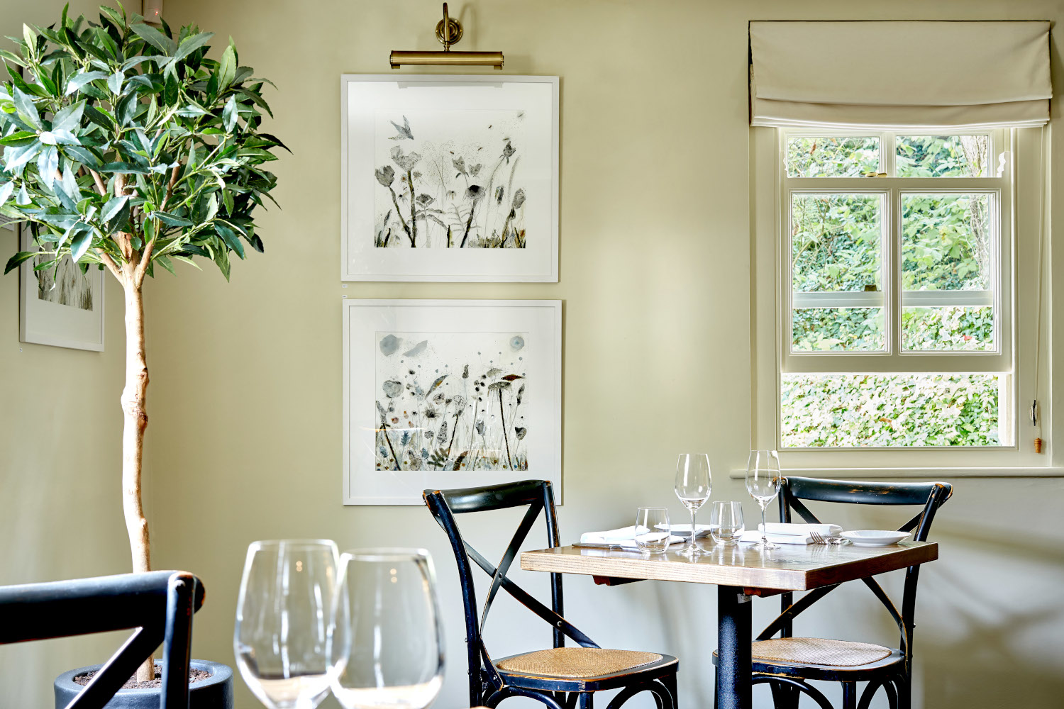 Dining room at The Walnut Tree restaurant near Abergavenny